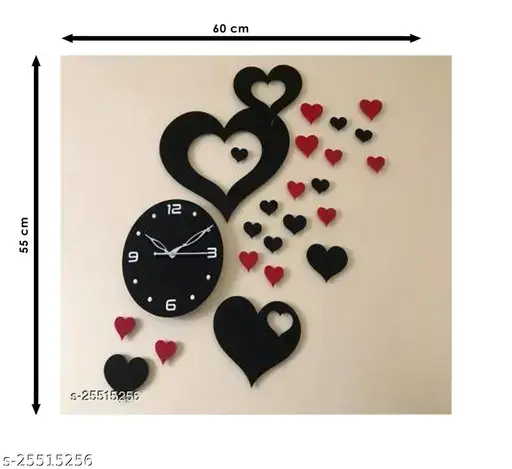 Beautiful wall clock with designed sticking shapes