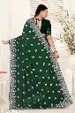 Embroidery worked saree for women with silver stone