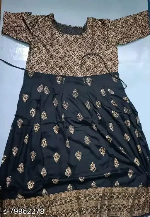 Black kurtis for women with refined design and gold stones border