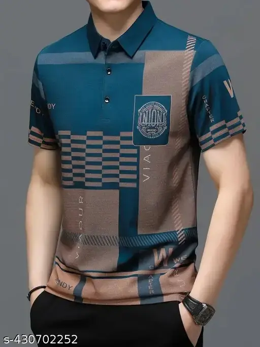 T-shirt for mens by geometric regular wear polo tshirt