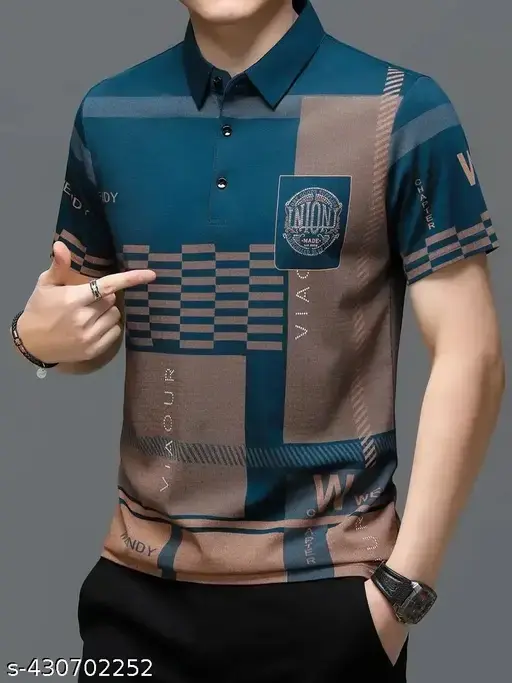 T-shirt for mens by geometric regular wear polo tshirt