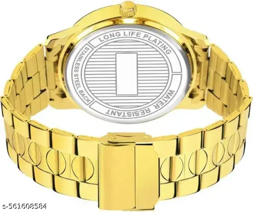 Golden analog watch for men