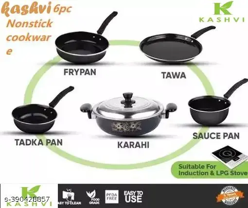 Kitchen utensils set cooking set of 5 frypan,tava,karahi,sause pan and tadka pan with insulated handles