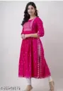 Beautiful women kurti 3/4 sleeve suit in pink colour with printed design, easy wear nd light weight