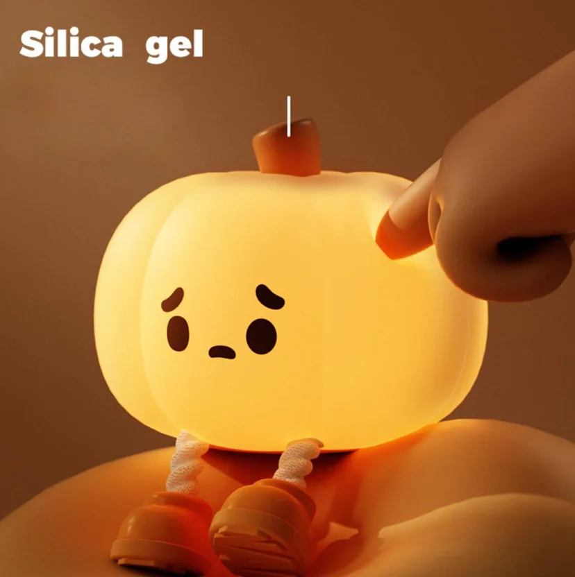 Cute lazy pumpkin lamp - touch controll, silicone plastic, rechargable | study lamp 