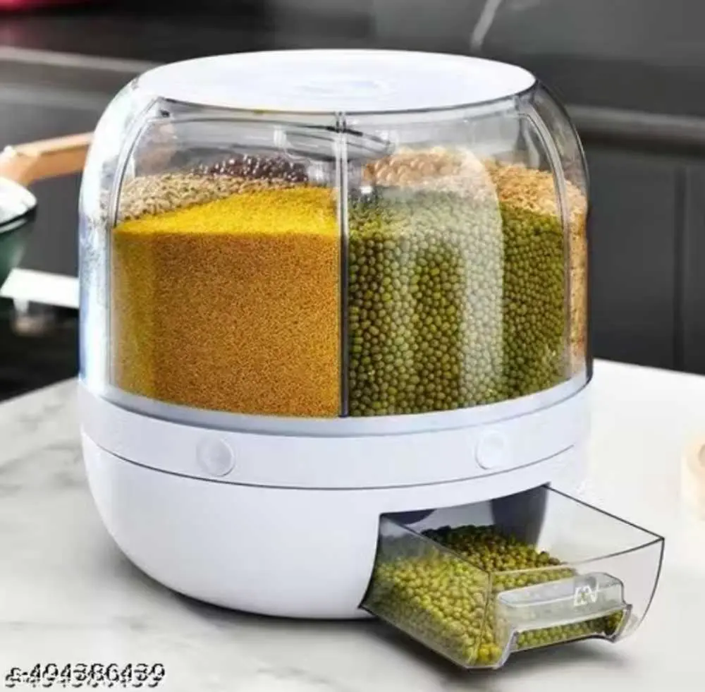 Transparent & rotatable grain dispenser with 6 containers  (Easy return)