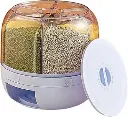 Transparent & rotatable grain dispenser with 6 containers 
