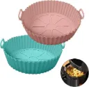 Silicone air frier basket with inbuild handles - mess free and non - stick