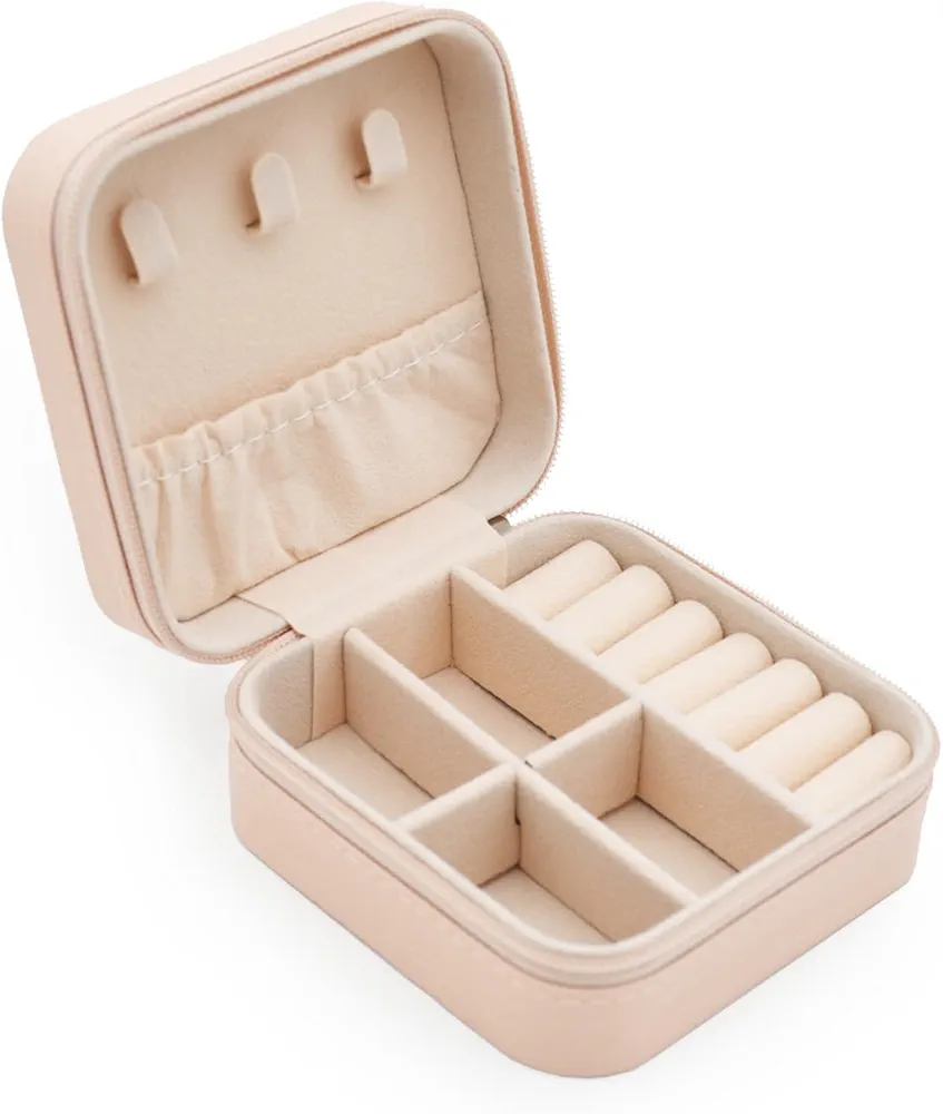Mini travel size jewellery organizer box - inbuild different sections and travel friendly size (Easy return)