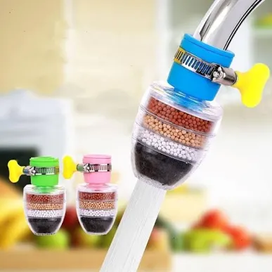 Multilayer carbon filter for water tap - attachable and cleans water
