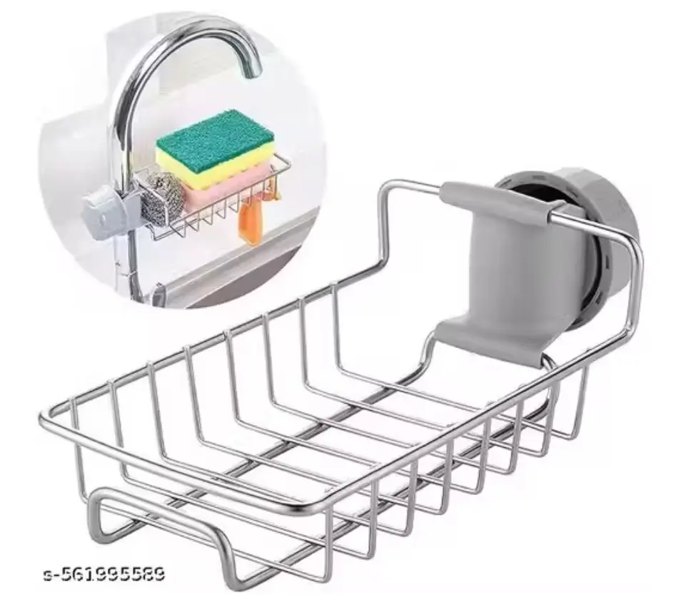 Fauset tap side rack for sponge and towel - convenient and easy mounting (Easy return)