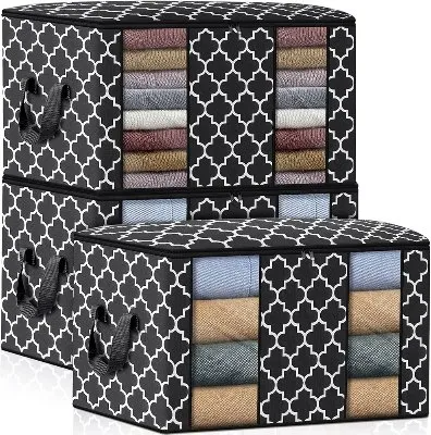 Foldable pack of 3 clothes organizer bag [ 3 x 100L ] - convenient and space saving