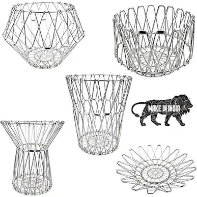 Stainless-steel foldable multipurpose fruit basket - foldable (Easy return)