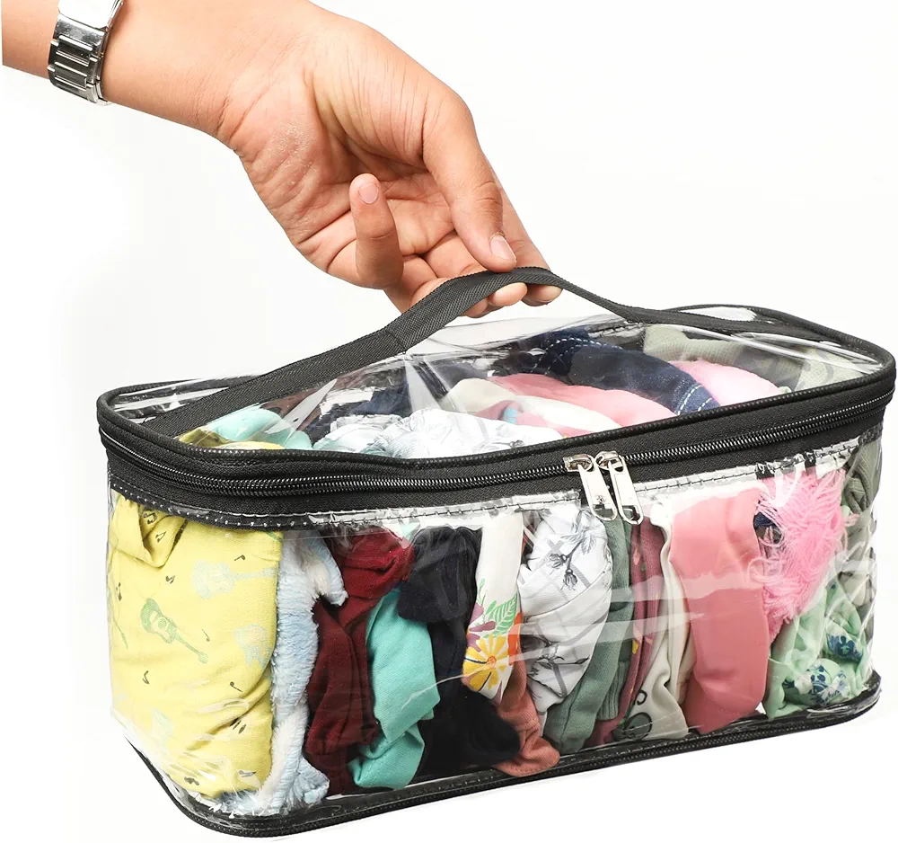 Transparent cupboard/wardrobe clothes organizer bag - organizes jeans, t-shirts etc (Easy return)