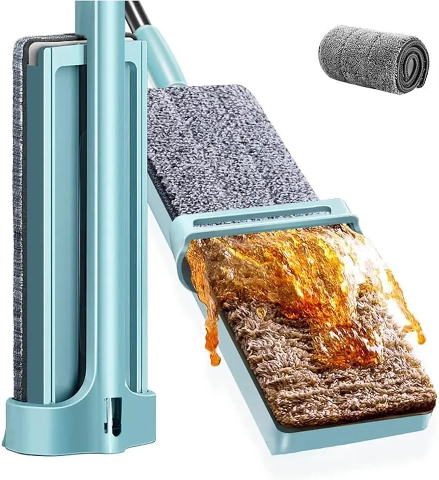 Self squeezing microfibre cloth adjustable mop - self squeezes water & extendable (Easy return)