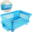 3 in 1 durable plastic dish drainer and drier rack organizer - organize dishes, drain water and save space