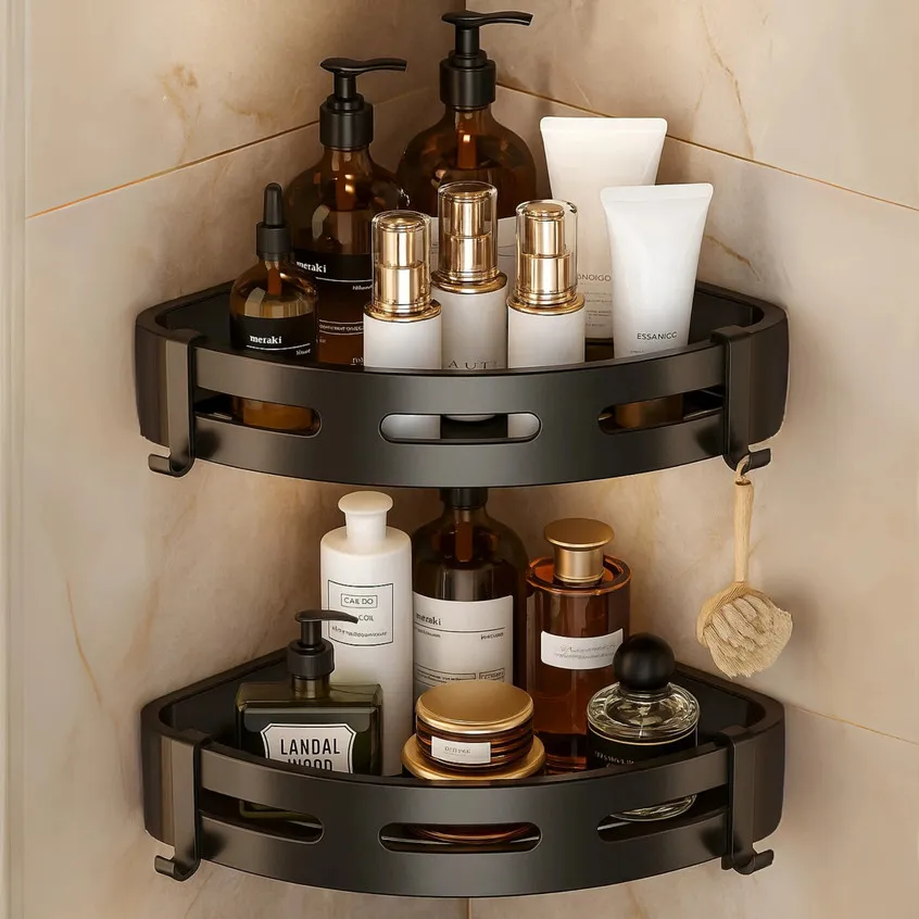 Self adhesive corner mounting rack - strong metal build for heavy payload