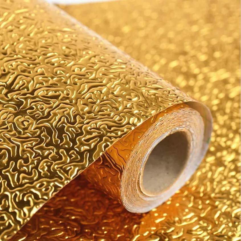 Kitchen self adhesive golden wallpaper