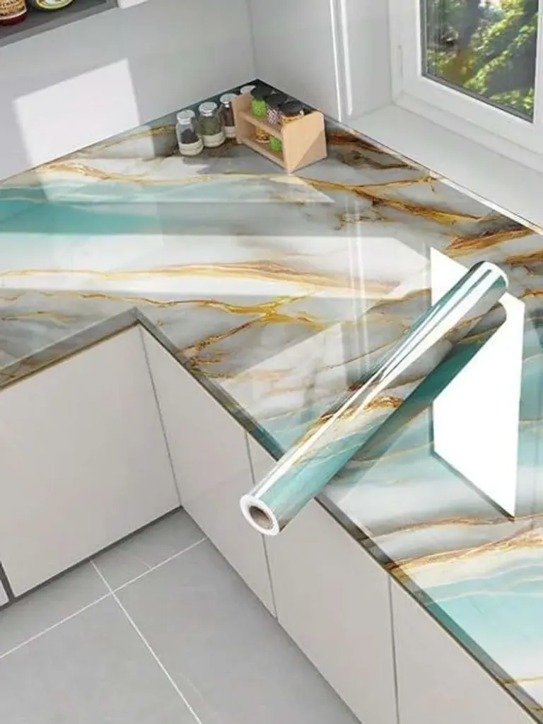 Kitchen counter wall paper sticker