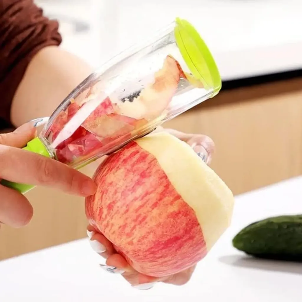 Vegetable peeler with container