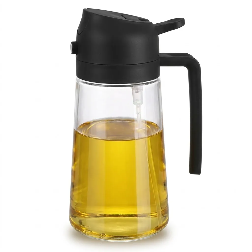 ​2-in-1 Glass Oil Sprayer & Dispenser (500ml) – Dual-Function Mist Spray & Pour Bottle