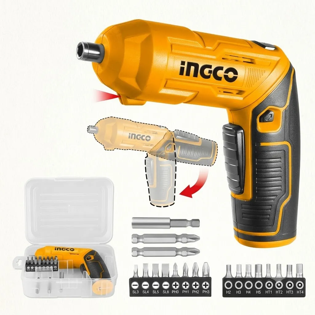 INGCO 4V Cordless Electric Screwdriver And Power Drill Driver Set