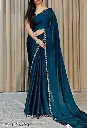 New satin silk saree for women with beads and stone worked border