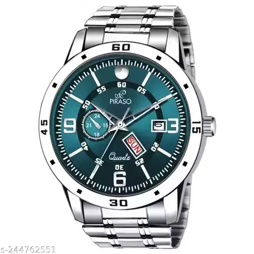 Mens analog watch with metal belt and body