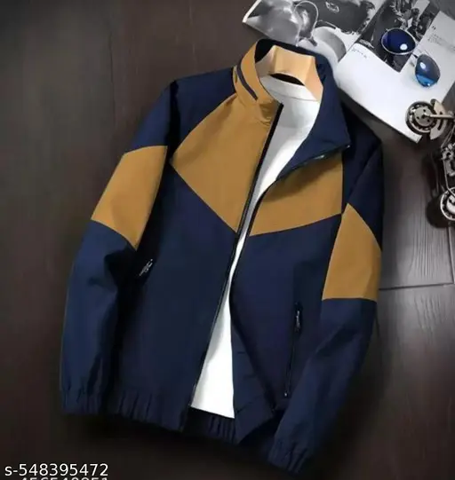 Jacket for men in blue and yellow colour combination