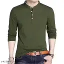 Stylish mens cotton t shirt with collar, full sleeve, plain texture