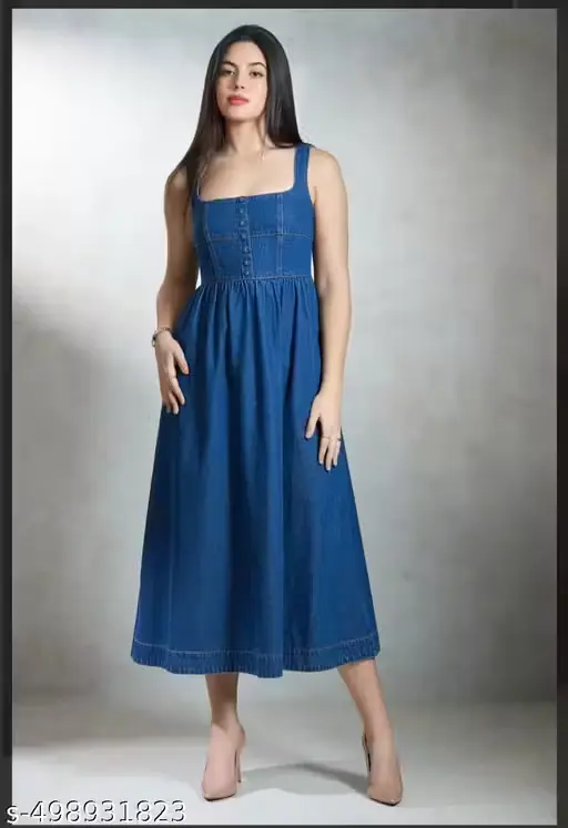 Women western denim dress (Easy return)