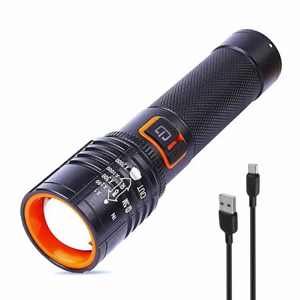 Manual focus mechanical system torch with inbuild battery and 1 bright LED light, type-c charging support, super compact size, easy carry while travelling and upto 1 hr backup  (Easy return)