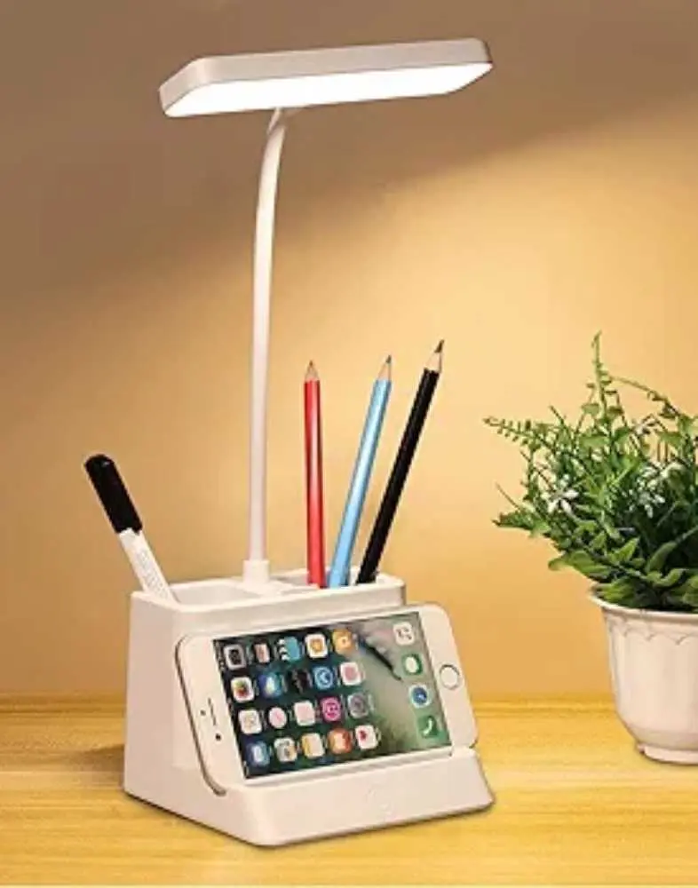 Study lamp with pen and pencil holder and mobile stand, fully battery power, 4hr backup, touch switch, flexible lamp