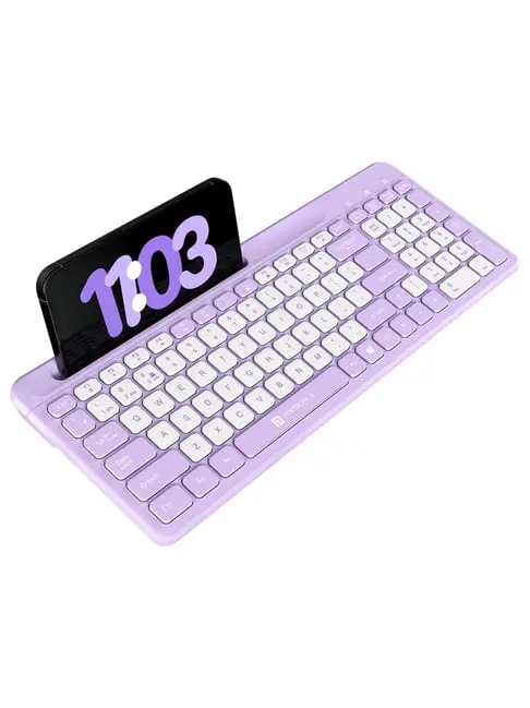 Portronics wireless bluetooth and USB connectivity multipurpose keyboard bubble square 3.0 | Wireless connectivity, inbuild mobile stand, USB reciver, long range, portable, light weight (Easy return)