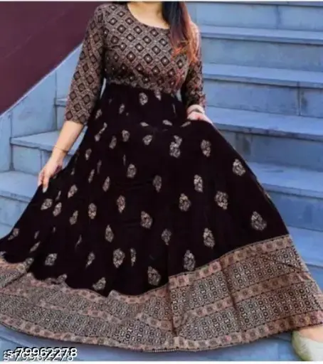 Black kurtis for women with refined design and gold stones border