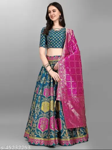 [A00111] PURVAJA womens designer lehenga  pink dupatta 
