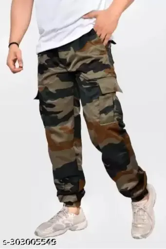 Mens regular fit militery printed design trousers 