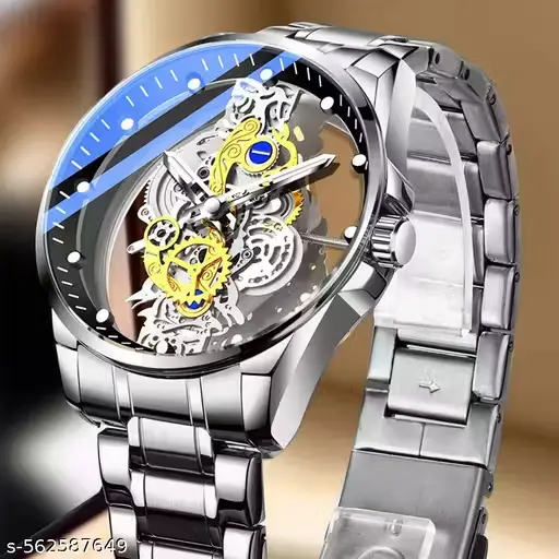 [A00156] QUATRZ skeleton design Mens analog wrist watch 