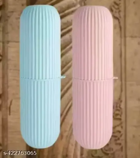 [A00204] New trendy traveler toothpaste case in cylinderical shape and lined grip available in multicolour pack of 2