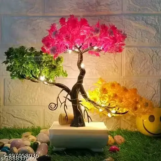 [A00243] Beautiful realistic decoration tree with LED light | good design for decoration | Battery powered | 24hrs backup