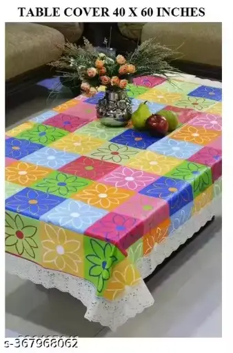 [A00248] Plastic table cover with beautiful colour and texture pattern | beautiful mixed colour design and non-sticky