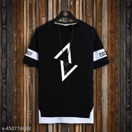 Casual t-shirt for men in black and white colour combination 
