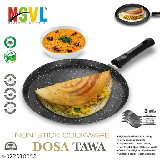 [A00043] Non-sticky tava with insulated handle,granite finish and stainless 