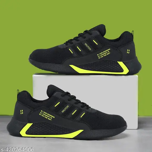 BRUTON classic running shoes | sports shoes for mens in black colour 